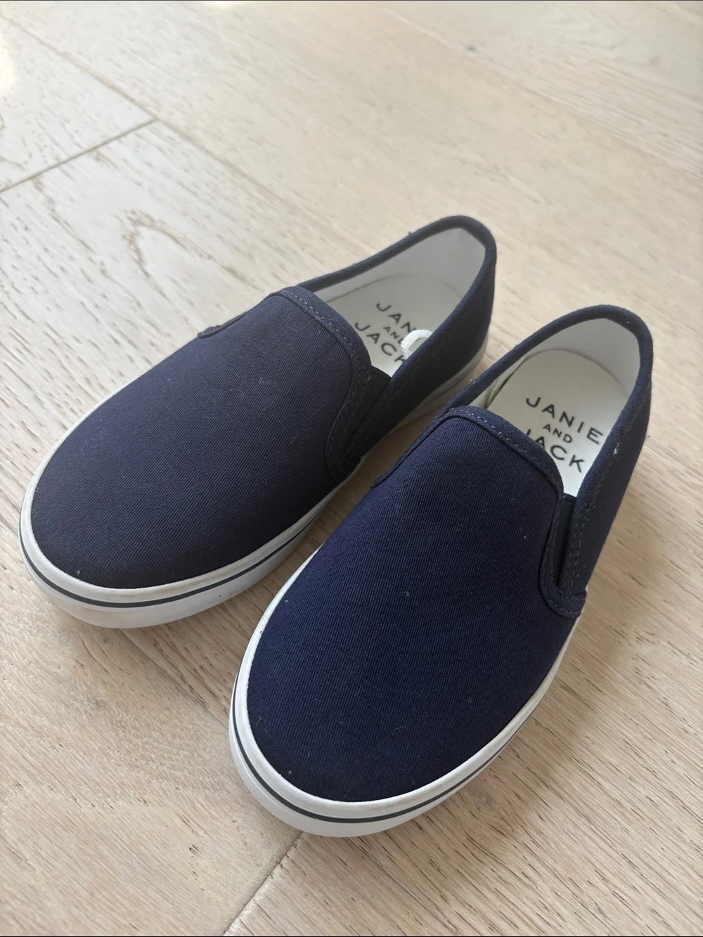 Janie and Jack Navy Canvas Slip-On Sneakers 11T